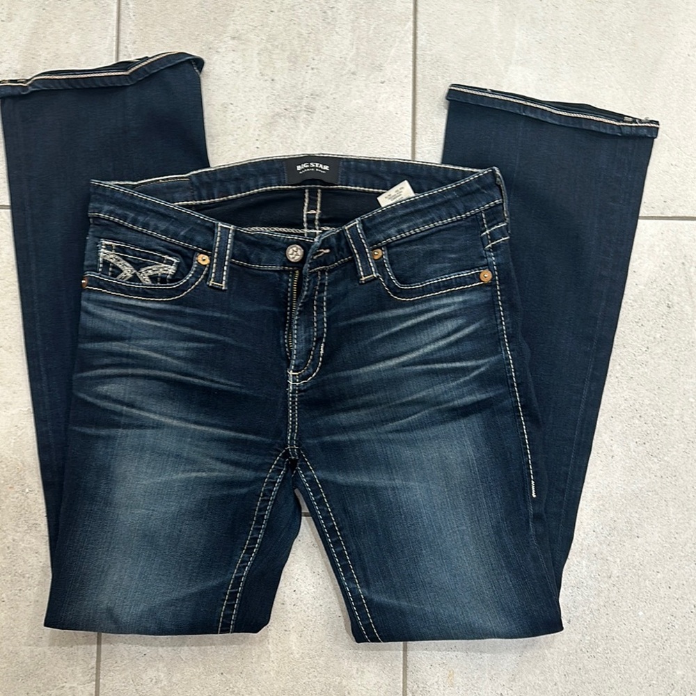 Big Star Blue Boot Cut Jeans with Decorative Stitching - Picture 2 of 4